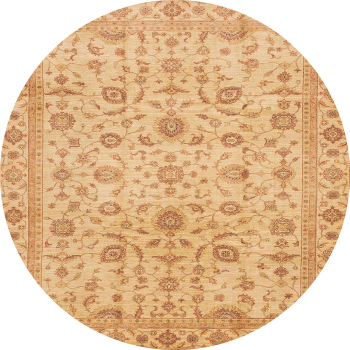 Round Machine Washable Abstract Orange Rug, wshabs4040
