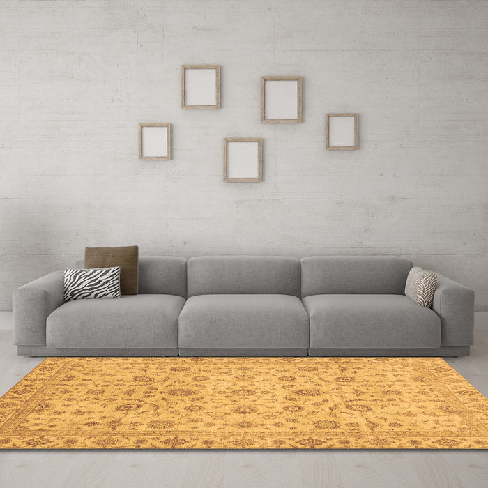 Machine Washable Oriental Brown Modern Rug in a Living Room,, wshabs4040brn