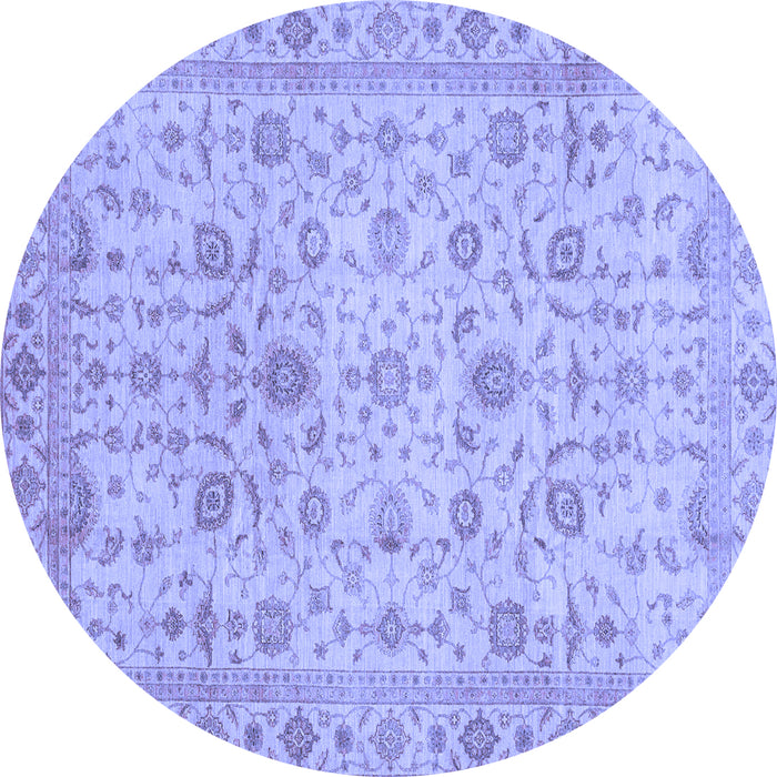 Round Machine Washable Oriental Blue Modern Rug, wshabs4040blu