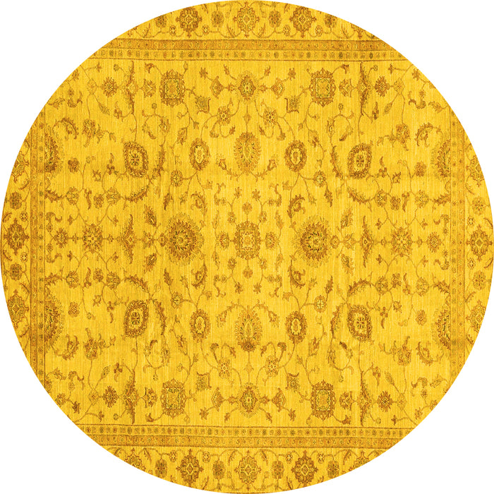 Round Oriental Yellow Modern Rug, abs4040yw