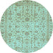 Round Oriental Light Blue Modern Rug, abs4040lblu