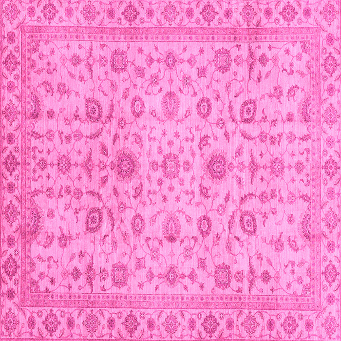 Square Machine Washable Oriental Pink Modern Rug, wshabs4040pnk