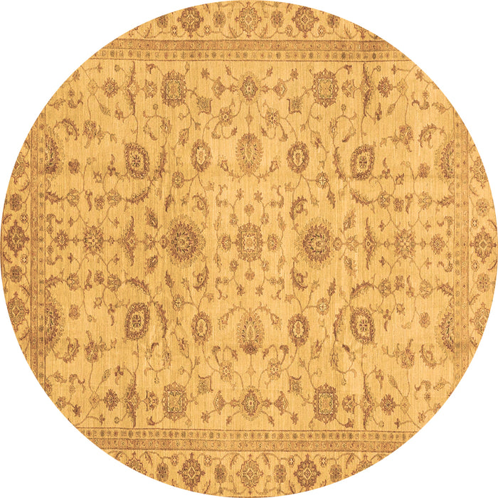 Round Machine Washable Oriental Brown Modern Rug, wshabs4040brn
