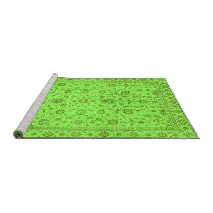 Sideview of Machine Washable Oriental Green Modern Area Rugs, wshabs4040grn