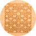 Round Machine Washable Oriental Orange Modern Area Rugs, wshabs4041org