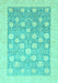 Machine Washable Oriental Turquoise Modern Area Rugs, wshabs4041turq