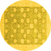 Round Oriental Yellow Modern Rug, abs4041yw