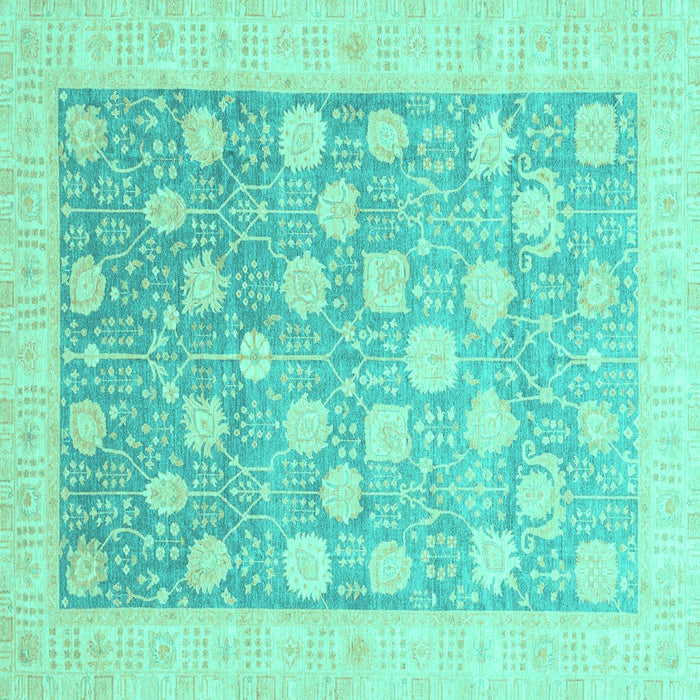 Square Machine Washable Oriental Turquoise Modern Area Rugs, wshabs4041turq