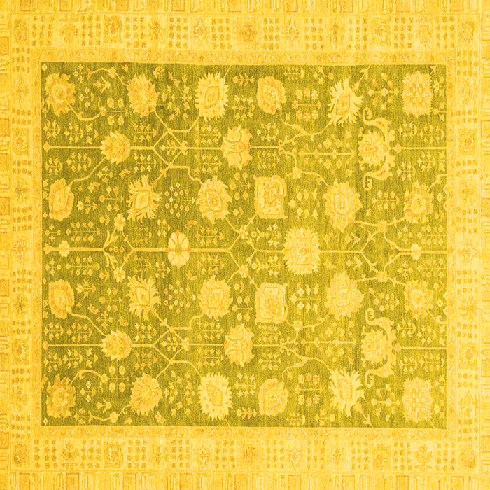 Square Machine Washable Oriental Yellow Modern Rug, wshabs4041yw