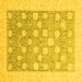 Square Machine Washable Oriental Yellow Modern Rug, wshabs4041yw