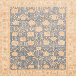 Square Abstract Pastel Orange Oriental Rug, abs4041