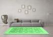 Machine Washable Oriental Emerald Green Modern Area Rugs in a Living Room,, wshabs4041emgrn