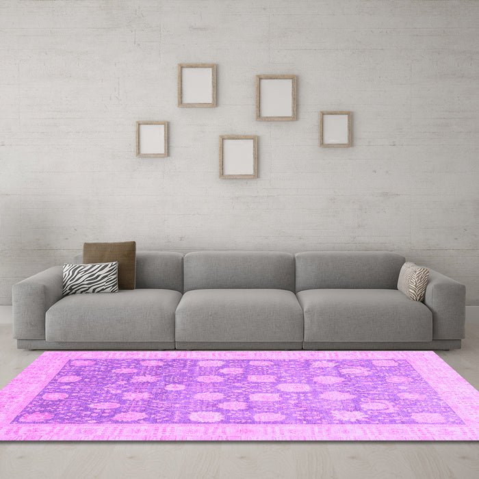 Machine Washable Oriental Purple Modern Area Rugs in a Living Room, wshabs4041pur