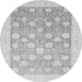 Round Machine Washable Oriental Gray Modern Rug, wshabs4041gry