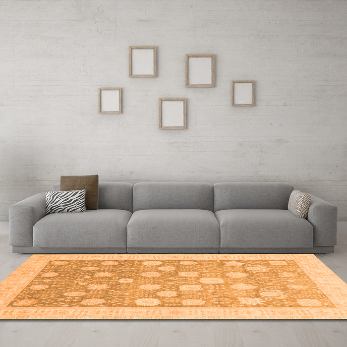 Machine Washable Oriental Orange Modern Area Rugs in a Living Room, wshabs4041org