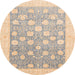 Round Machine Washable Abstract Pastel Orange Rug, wshabs4041