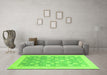 Machine Washable Oriental Green Modern Area Rugs in a Living Room,, wshabs4041grn