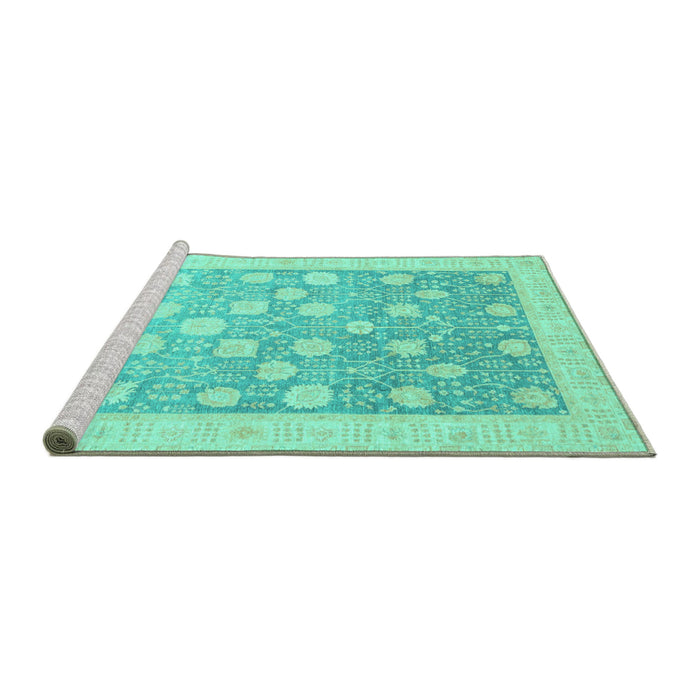 Sideview of Machine Washable Oriental Turquoise Modern Area Rugs, wshabs4041turq