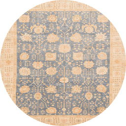 Round Abstract Pastel Orange Oriental Rug, abs4041