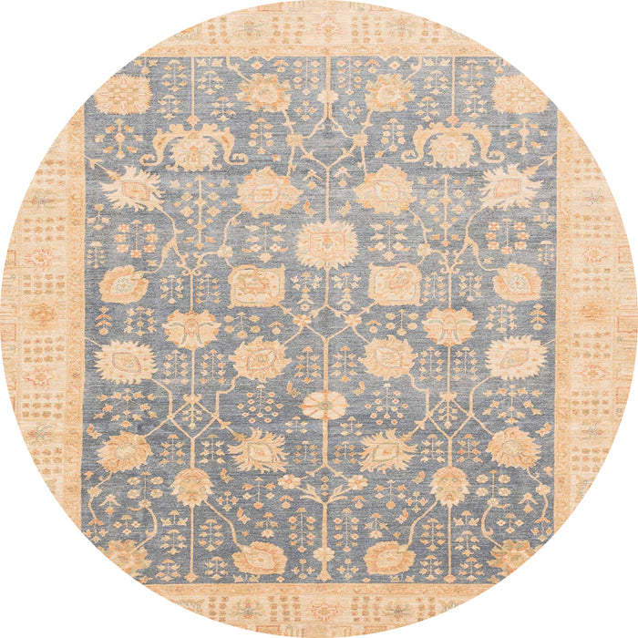Round Abstract Pastel Orange Oriental Rug, abs4041