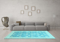 Machine Washable Oriental Light Blue Modern Rug, wshabs4041lblu