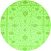 Round Machine Washable Oriental Green Modern Area Rugs, wshabs4042grn