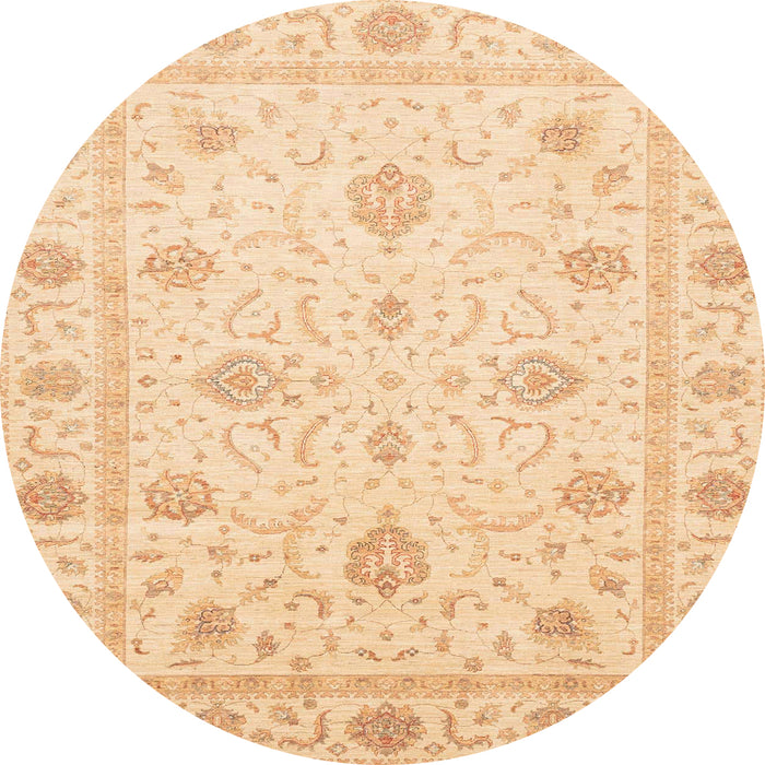 Round Machine Washable Abstract Brown Gold Rug, wshabs4042