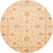 Round Machine Washable Abstract Brown Gold Rug, wshabs4042