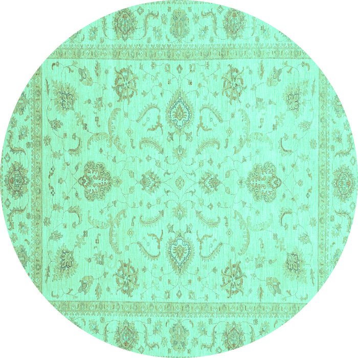 Round Oriental Turquoise Modern Rug, abs4042turq