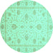 Round Oriental Turquoise Modern Rug, abs4042turq