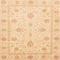 Square Abstract Brown Gold Oriental Rug, abs4042