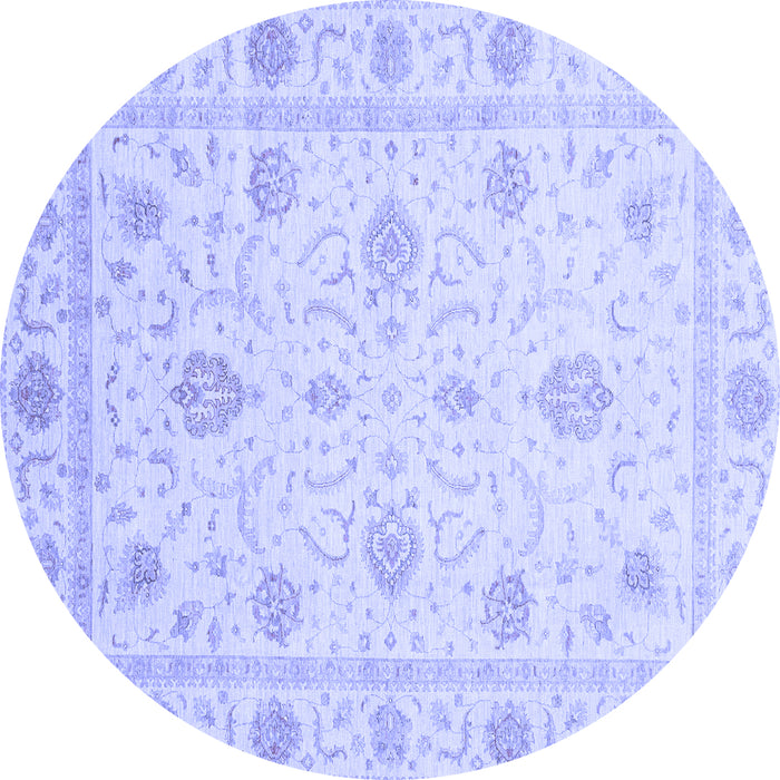 Round Machine Washable Oriental Blue Modern Rug, wshabs4042blu