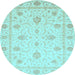 Round Oriental Light Blue Modern Rug, abs4042lblu