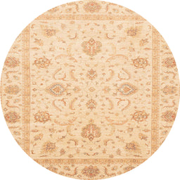 Round Abstract Brown Gold Oriental Rug, abs4042