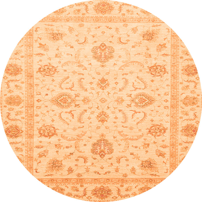 Round Machine Washable Oriental Orange Modern Area Rugs, wshabs4042org