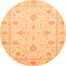 Round Machine Washable Oriental Orange Modern Area Rugs, wshabs4042org