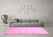 Machine Washable Oriental Pink Modern Rug in a Living Room, wshabs4042pnk