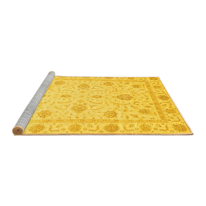 Sideview of Machine Washable Oriental Yellow Modern Rug, wshabs4042yw