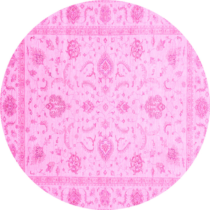 Round Machine Washable Oriental Pink Modern Rug, wshabs4042pnk