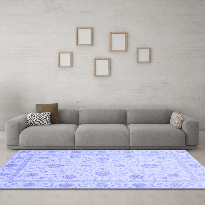 Machine Washable Oriental Blue Modern Rug in a Living Room, wshabs4042blu