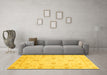 Machine Washable Oriental Yellow Modern Rug in a Living Room, wshabs4042yw
