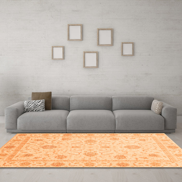 Machine Washable Oriental Orange Modern Area Rugs in a Living Room, wshabs4042org