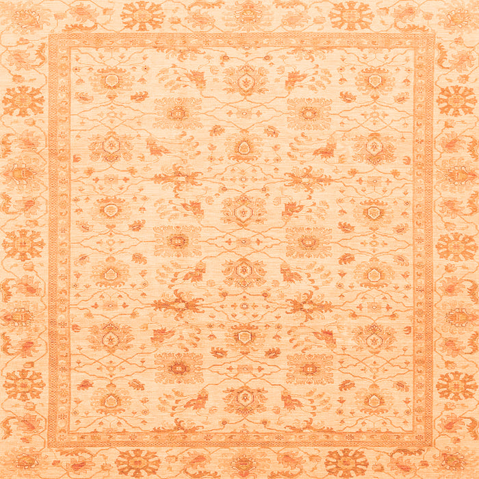 Square Machine Washable Oriental Orange Modern Area Rugs, wshabs4043org