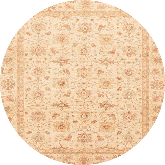 Round Machine Washable Abstract Sun Yellow Rug, wshabs4043