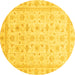 Round Machine Washable Oriental Yellow Modern Rug, wshabs4043yw