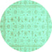 Round Oriental Turquoise Modern Rug, abs4043turq