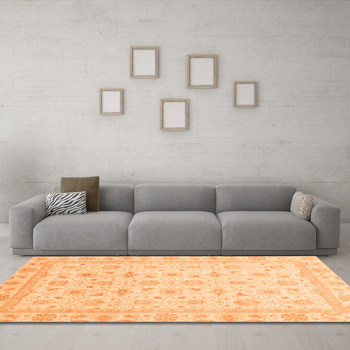 Machine Washable Oriental Orange Modern Area Rugs in a Living Room, wshabs4043org