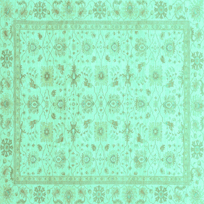Square Machine Washable Oriental Turquoise Modern Area Rugs, wshabs4043turq