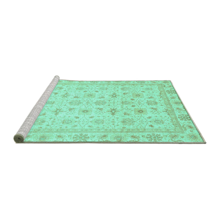 Sideview of Machine Washable Oriental Turquoise Modern Area Rugs, wshabs4043turq