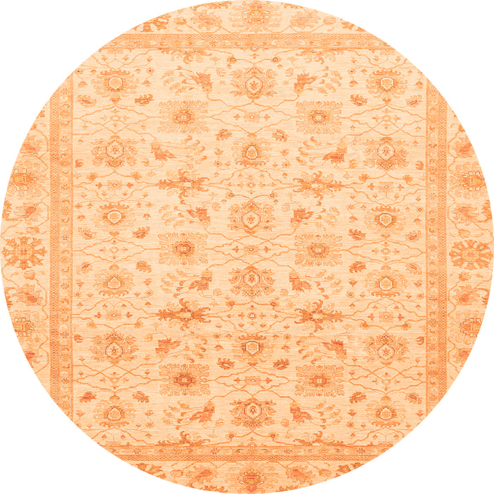 Round Machine Washable Oriental Orange Modern Area Rugs, wshabs4043org